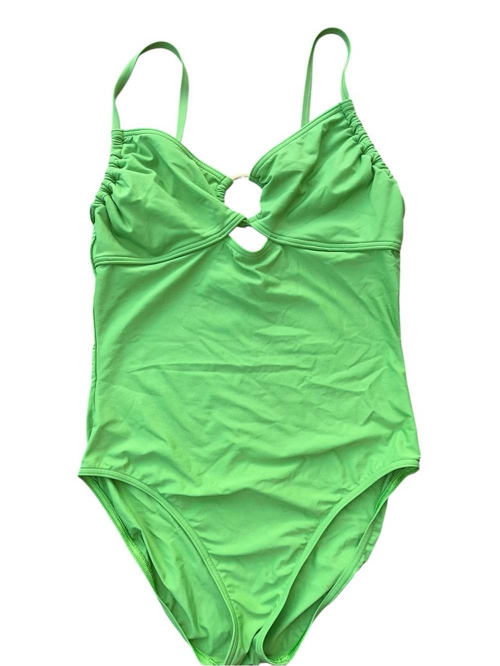 Michael Kors Vintage Green Goldtone Branded Logo Ring Swimsuit Size 14